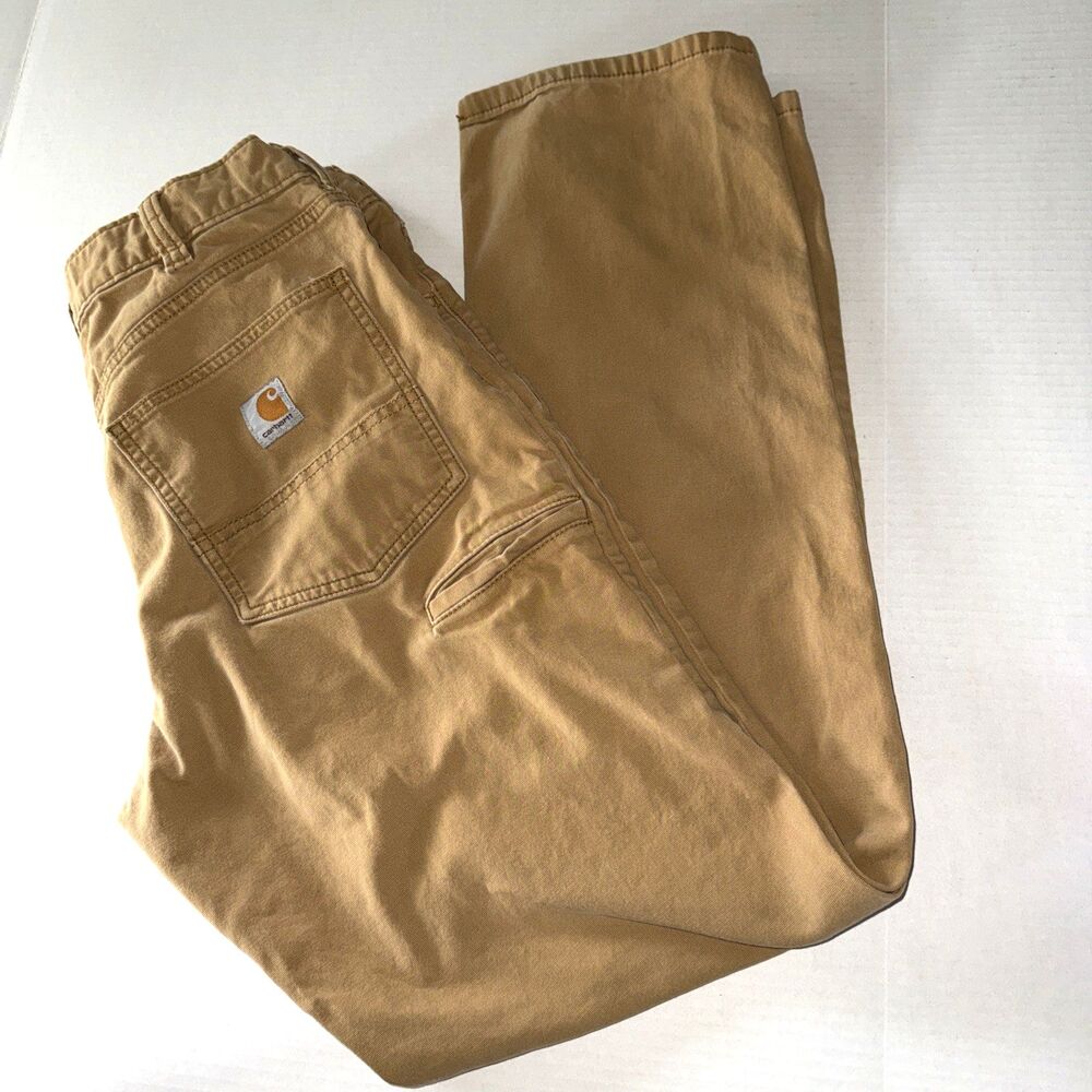 Carhartt Pants Mens 34x34* Khaki  Rugged Flex Work Dungaree Relaxed Fit Tall